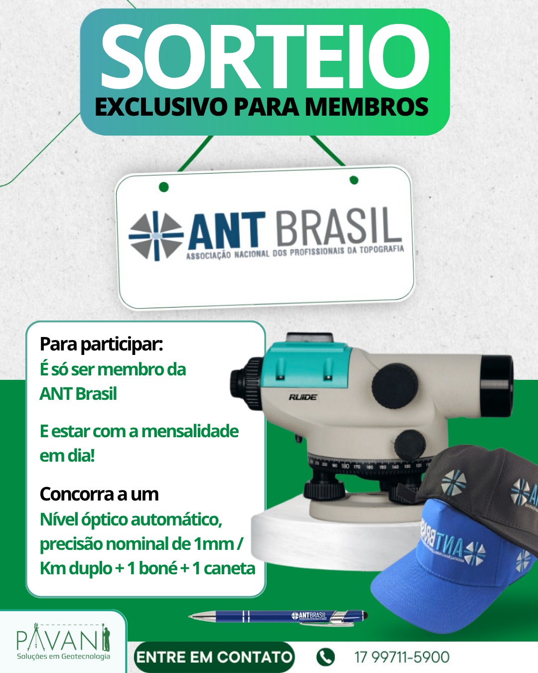 Sorteio exclusivo para membros Nivel Pavani ANT